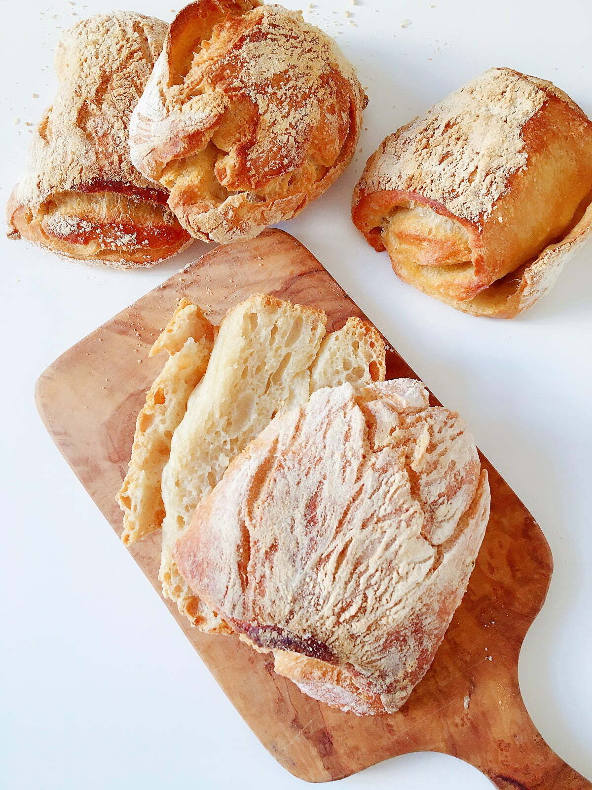 Italian ciabatta bread, 4 rolls