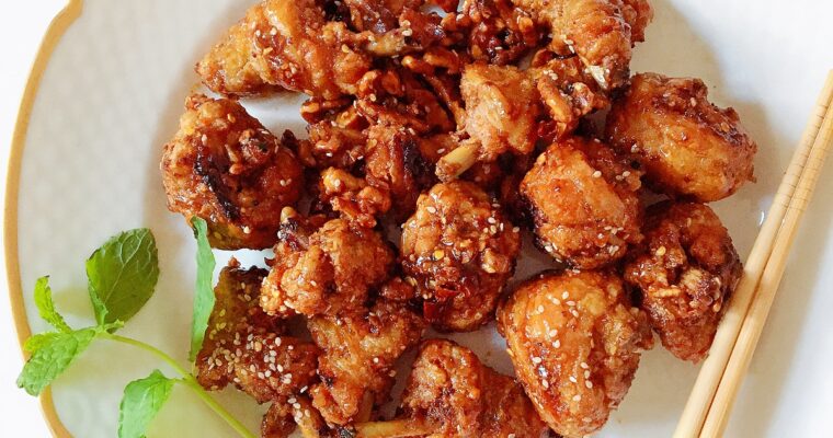 Korean Fried Chicken with Sweet and Spicy Walnuts