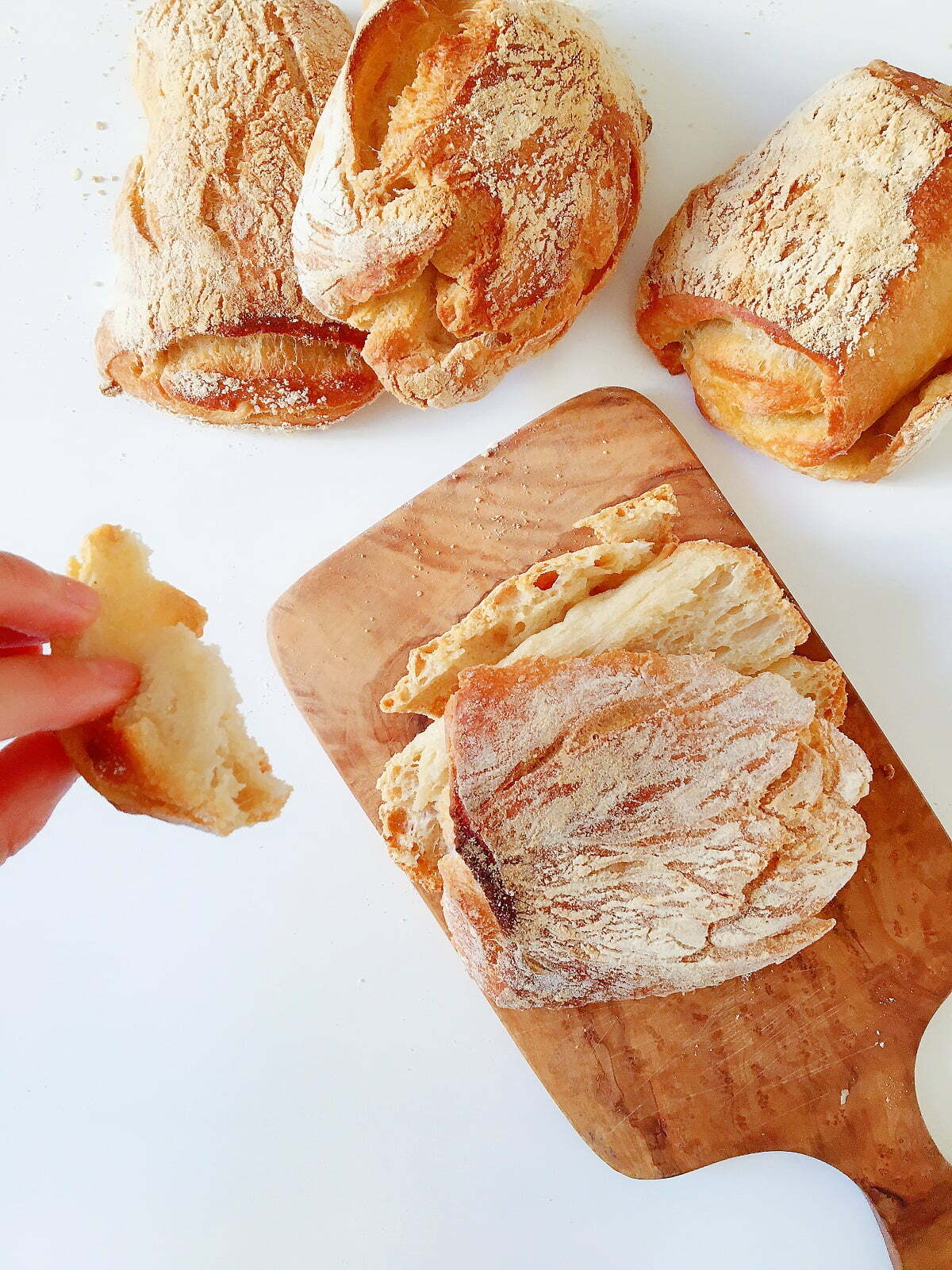 Ciabatta bread, crunchy and chewy