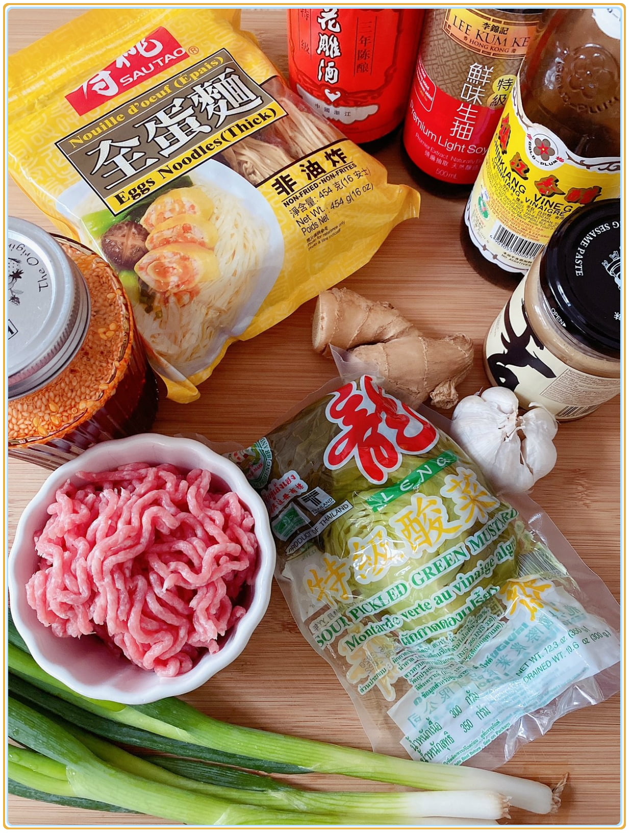 Ingredients for Sichuan Dan Dan noodles