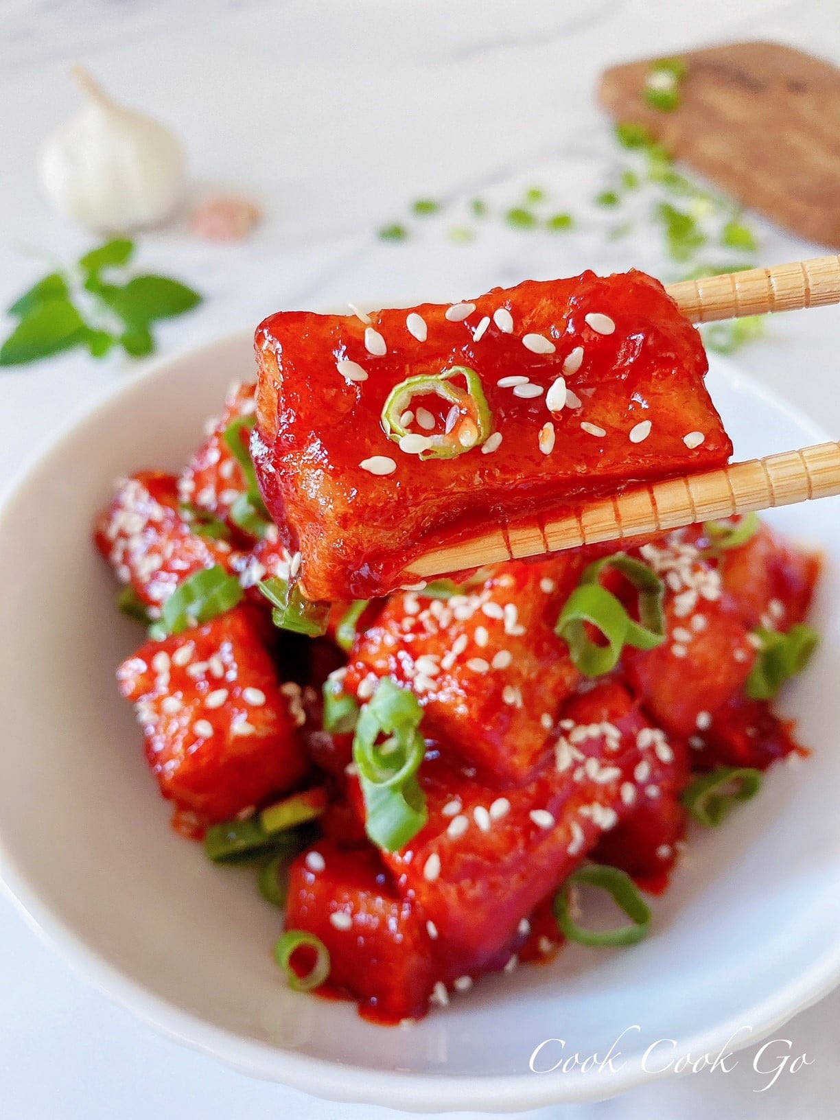 Sweet, Spicy, and Crispy Korean Tofu