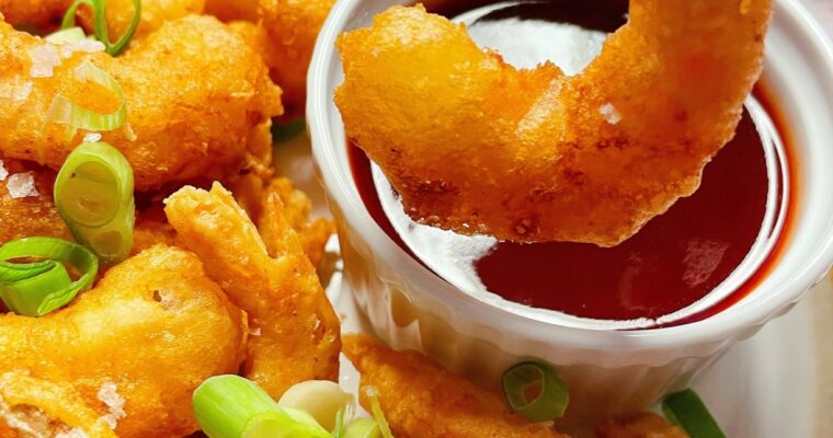 Beer-battered Sweet and Sour Fried Prawns
