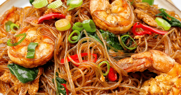 Stir-fry Soy Sauce Shrimp Glass Noodles