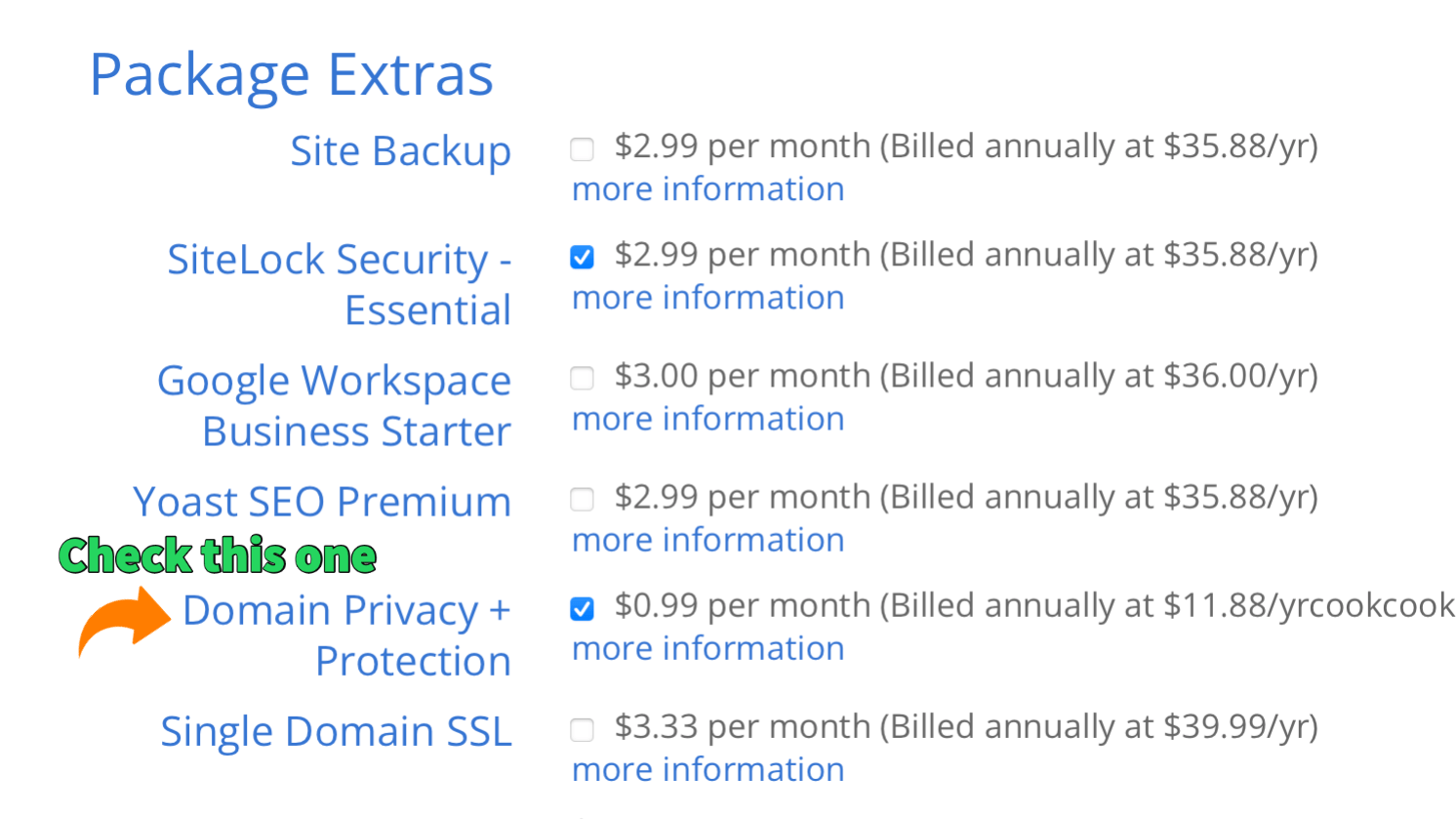 Bluehost plan