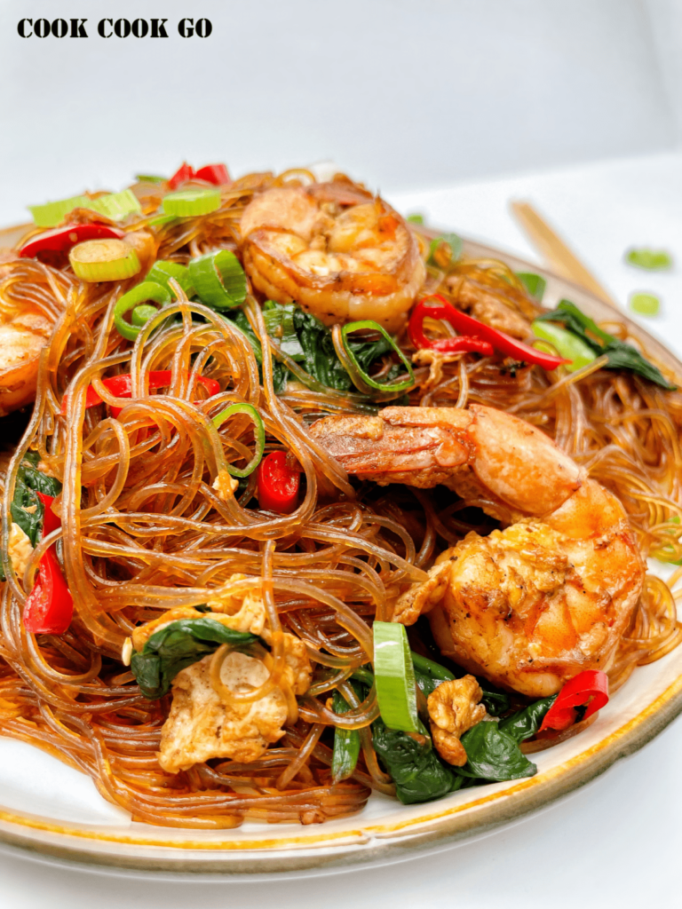 Stir-fry Soy Sauce Shrimp Glass Noodles - COOK COOK GO