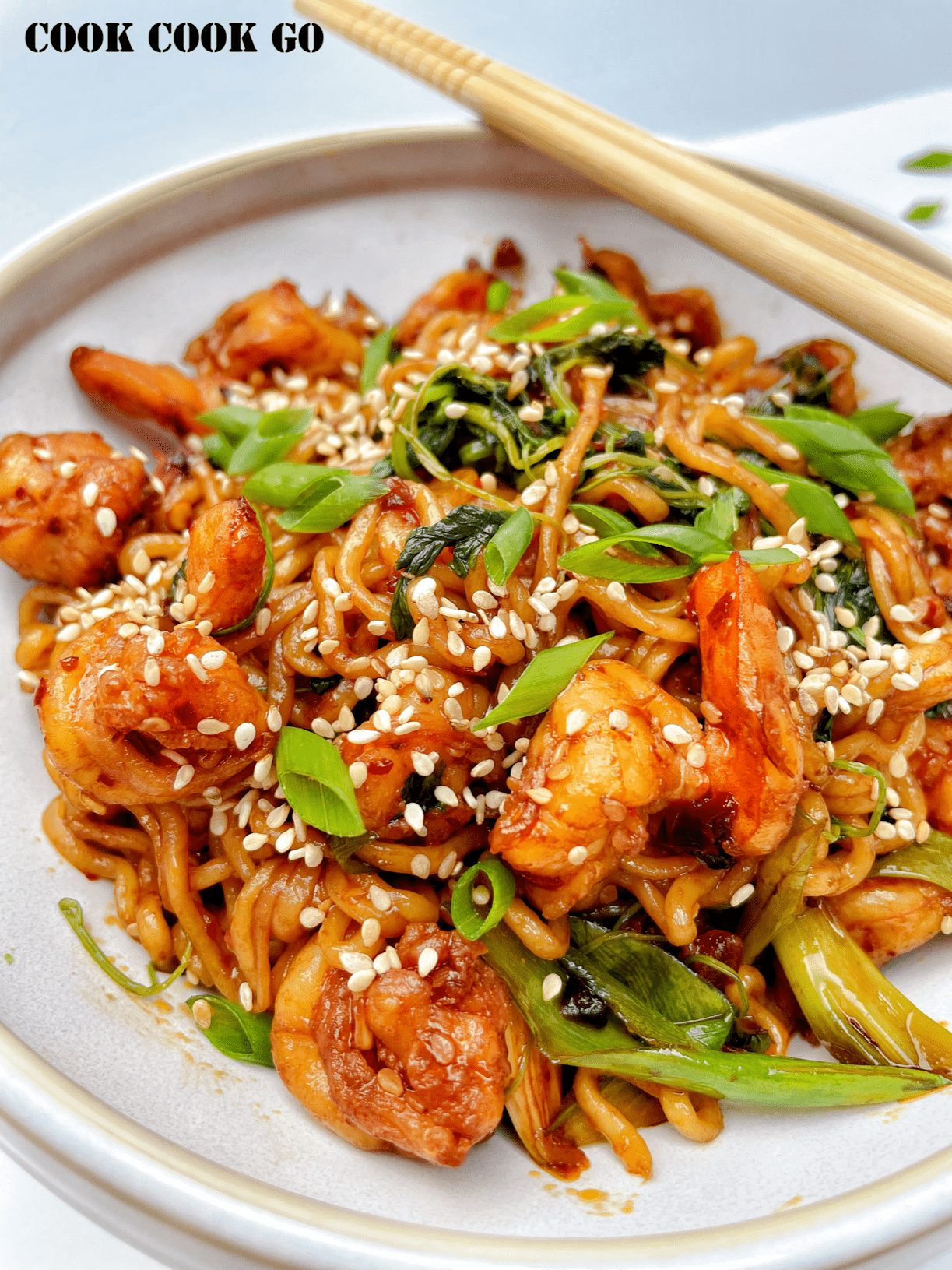 Garlic Shrimp Chili Oil Ramen.