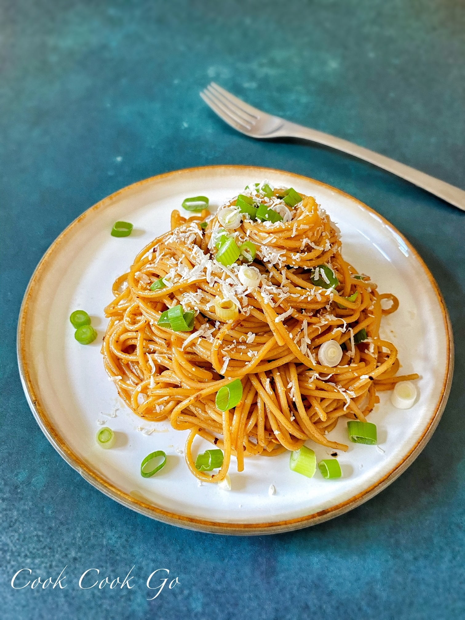 Garlic Butter Spaghetti with red chili oil 
