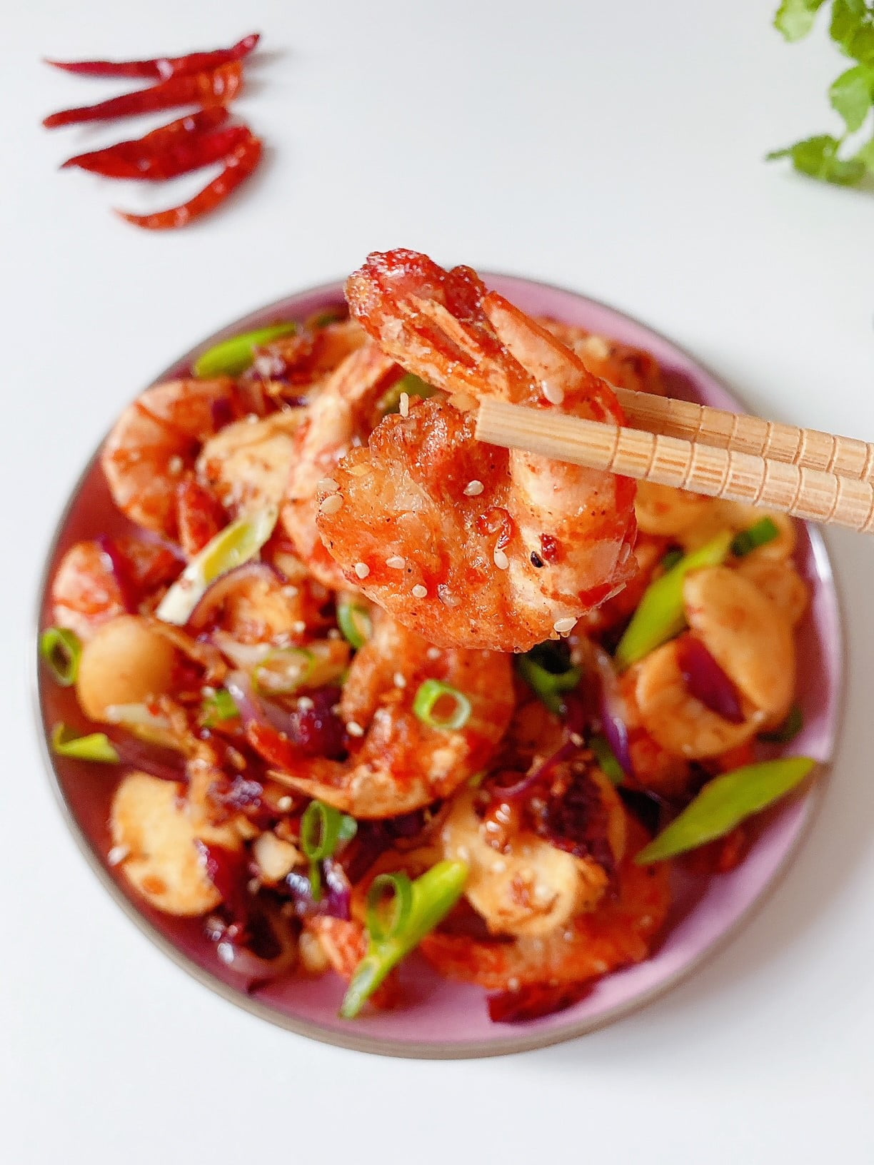 Sichuan chili prawns