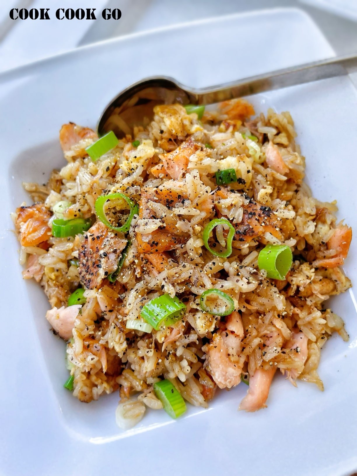 salmon and egg fried rice