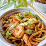Black pepper shrimp udon